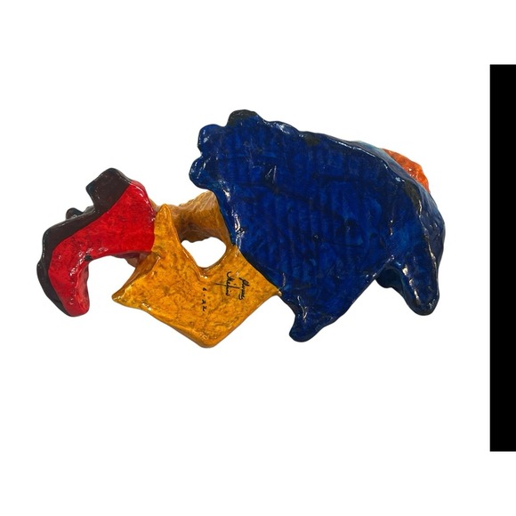 vtg70'sMexican Folk Art Paper Mache Clown Artist Signed Alvarez B-22 10''x 7.5'' - Picture 7 of 9